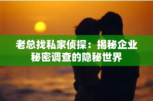 老总找私家侦探：揭秘企业秘密调查的隐秘世界